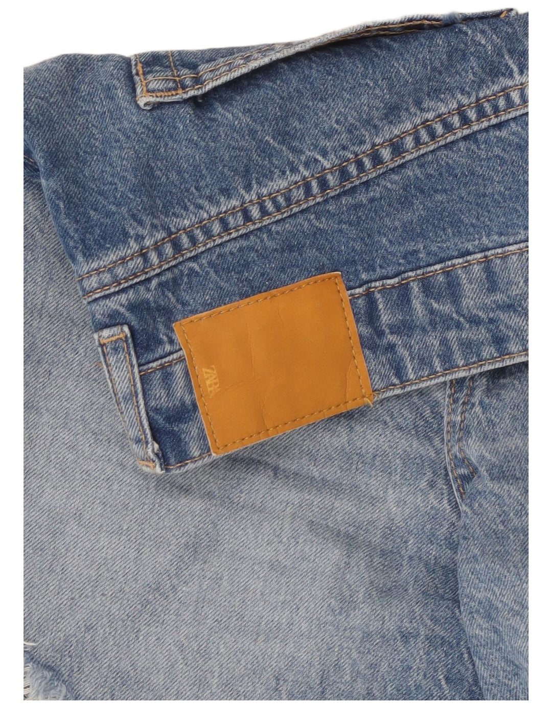 Zara Womens High Waist Distressed Denim Shorts W30 Medium Blue