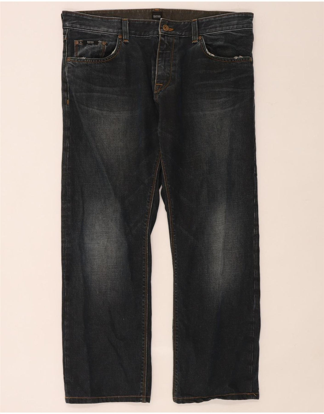Hugo Boss Straight Jeans til mænd W38 L32 Marineblå bomuld