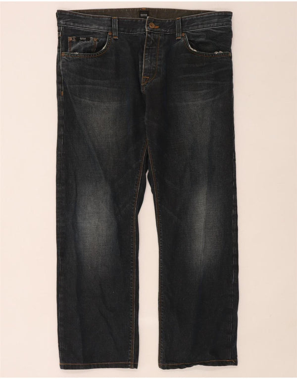 Hugo Boss Straight Jeans til mænd W38 L32 Marineblå bomuld