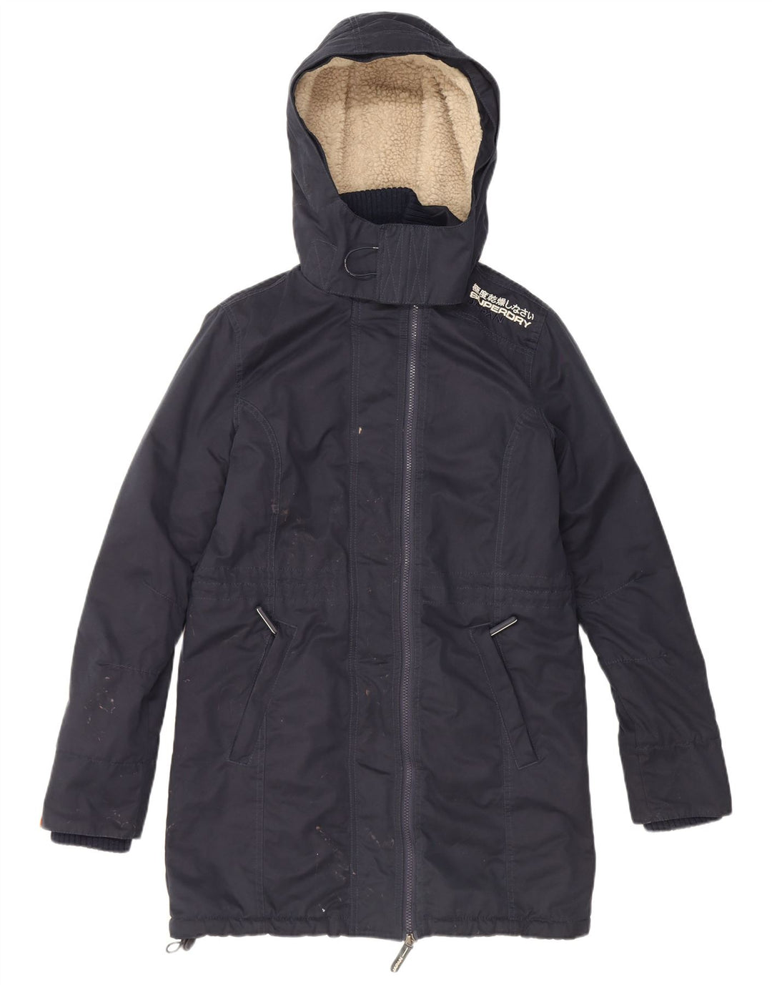 Superdry Sherpa Parkajakke med hætte til mænd UK 38 Mellem marineblå polyester