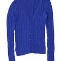 Zara Herre Cardigan Sweater Medium Blå Bomuld