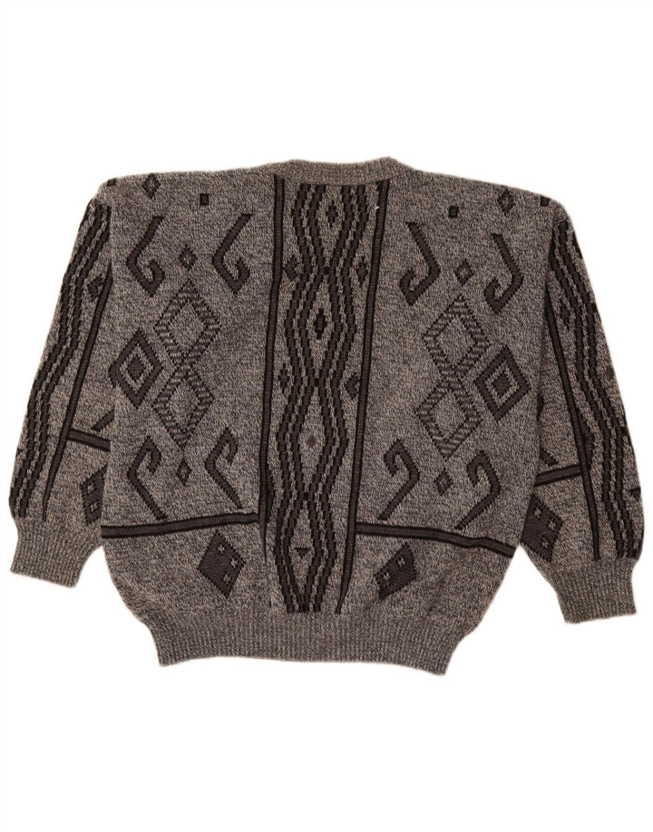 ANGELO LITRICO Herre sweater med rund hals IT 52/54 Stor Grå Geometrisk