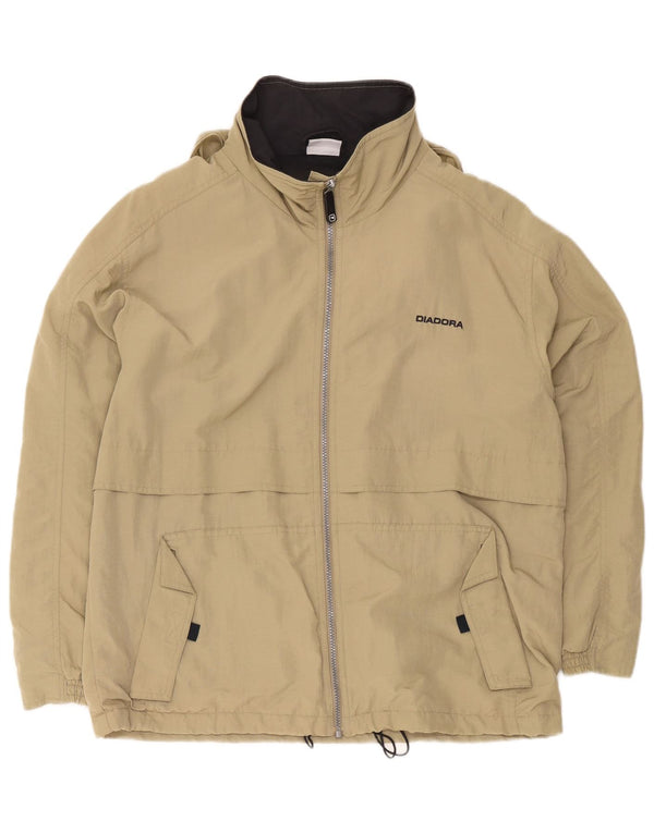 Diadora Herre Loose Fit Regnjakke med hætte UK 36 Small Khaki Sports