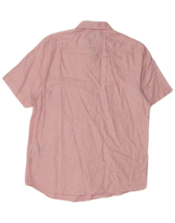 TED BAKER Herre Regular Fit kortærmet skjorte størrelse 3 Medium Pink Flecked