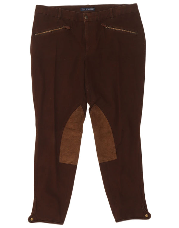 Ralph Lauren Dame Slim Casual Bukser US 14 XL W34 L27 Brun Colourblock