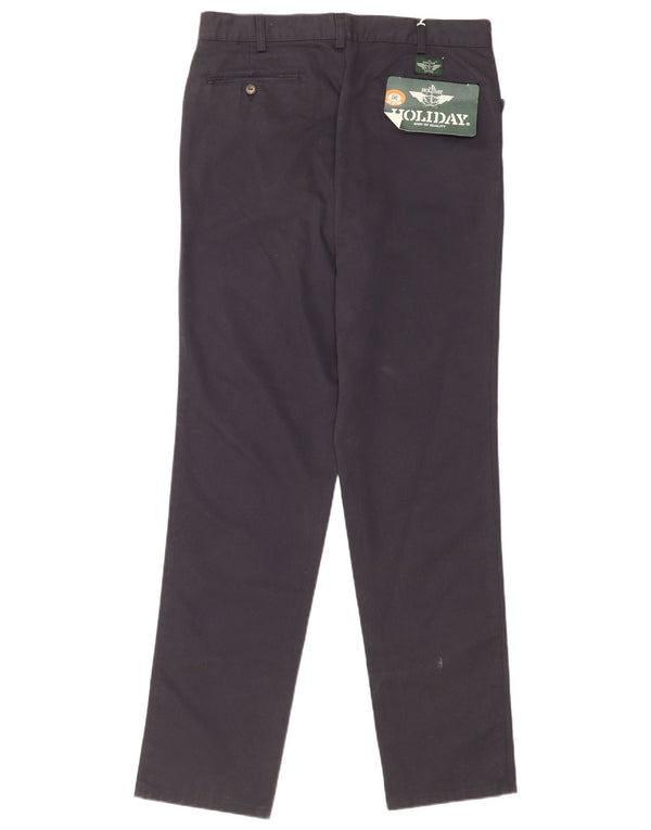Holiday Mens Slim Casual Trousers IT 50 Large W36 L35 Navy Blue Cotton