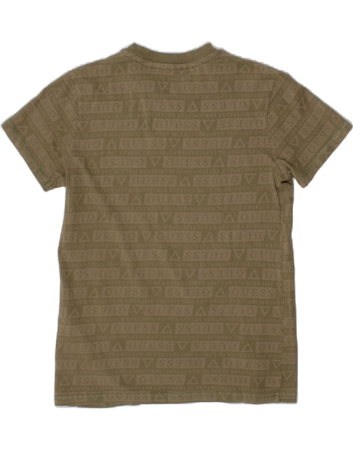GUESS Boys Graphic T-Shirt Top 7-8 Years Khaki Cotton Vintage Guess and Second-Hand Guess from Messina Hembry 