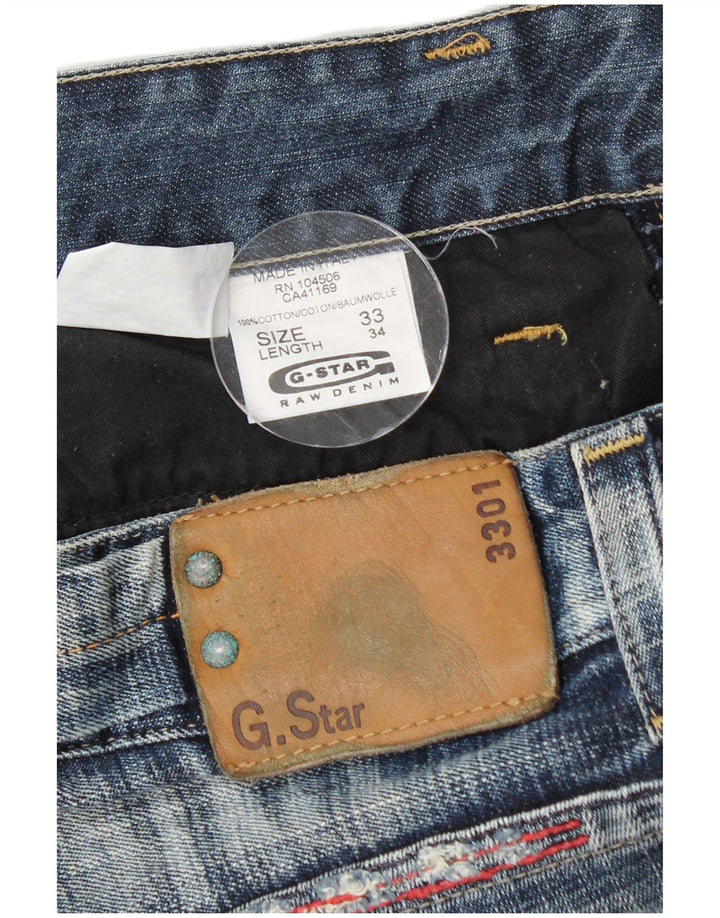 G-STAR Herre 3301 Distressed Straight Jeans W33 L34 Blå Bomuld