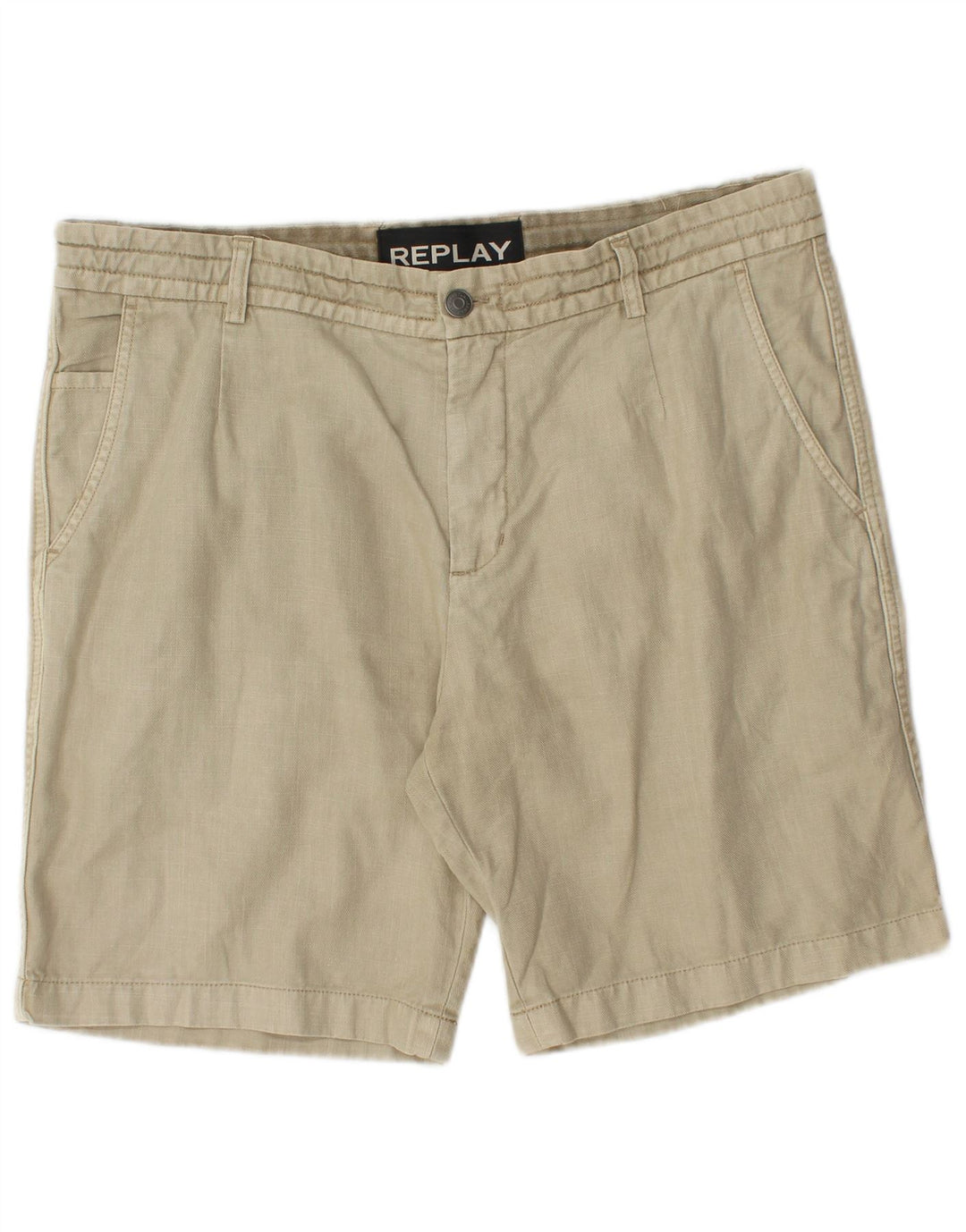 Replay Herre Chino Shorts W34 Stor Beige Bomuld