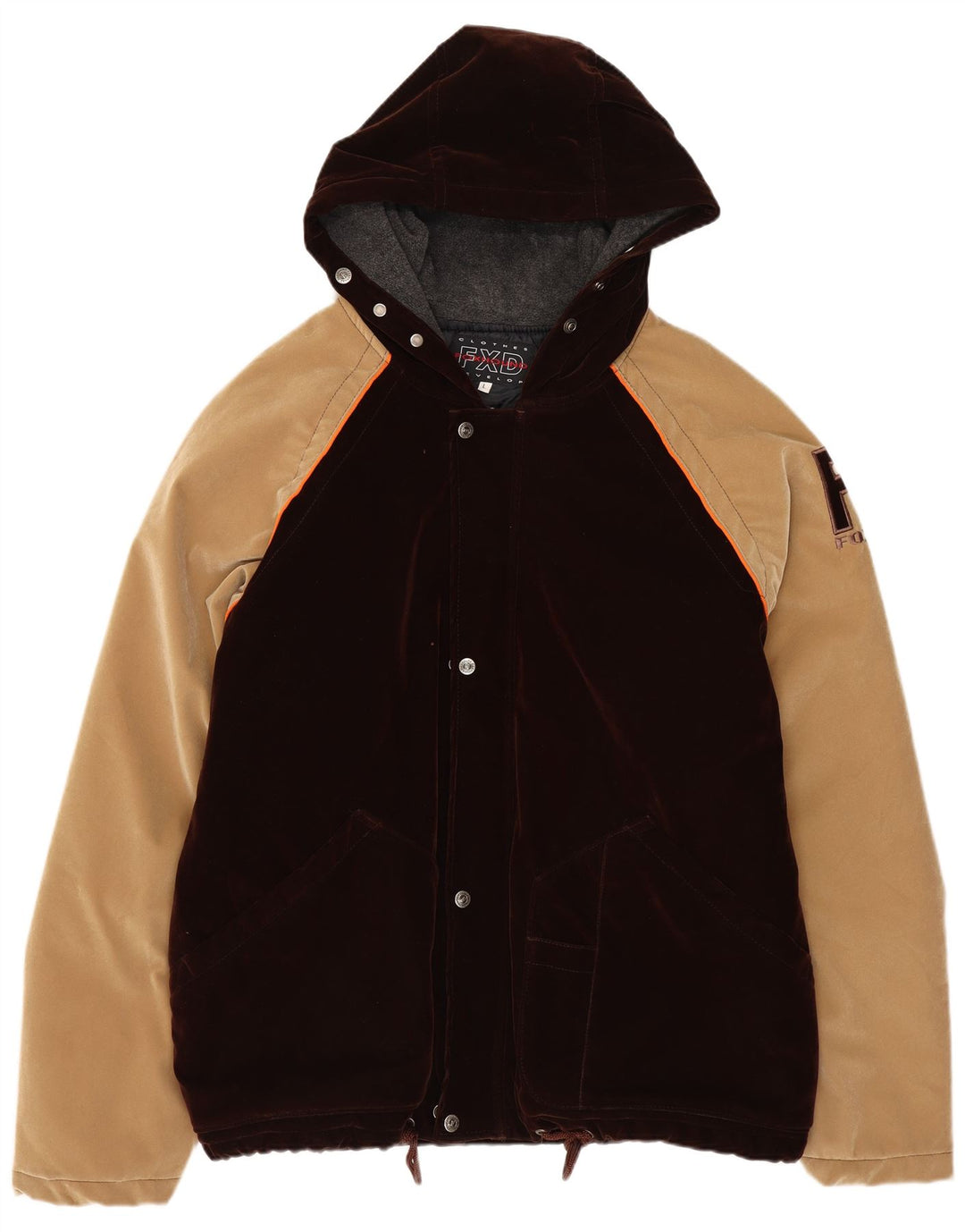 Foxhound Herre Hooded Bomber Jacket UK 40 Large Brown Colourblock Polyester