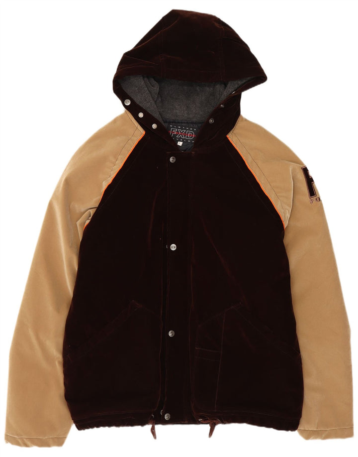 Foxhound Herre Hooded Bomber Jacket UK 40 Large Brown Colourblock Polyester