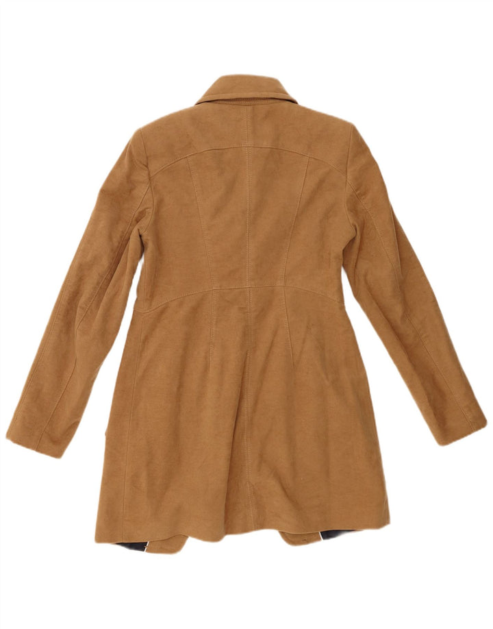 Zara Dame Dobbeltradet Frakke UK 12 Medium Beige Bomuld