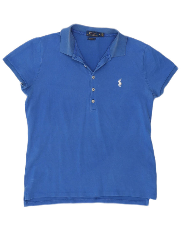 Polo Ralph Lauren Dame Slim Fit Polo Shirt UK 14 Medium Blue Bomuld