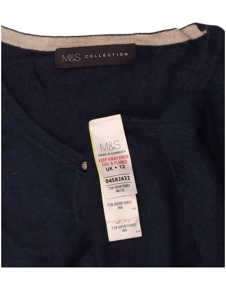Marks & Spencer Dame Cardigan Sweater UK 12 Medium Navy Blue Viscose