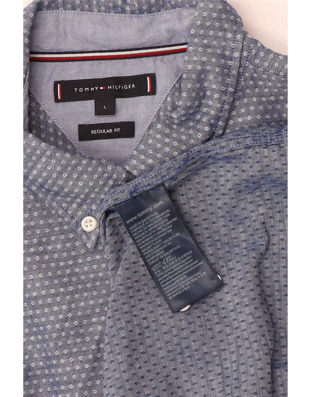 Tommy Hilfiger Herre Regular Fit skjorte Stor blå plettet bomuld