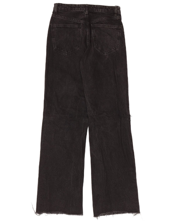Zara Kvinder Højtaljede Distressed Wide Leg Jeans EU 40 Medium W30 L34 Sort