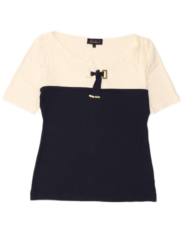 Luisa Spagnoli Damebluse Top UK 10 Small White Colourblock Viscose
