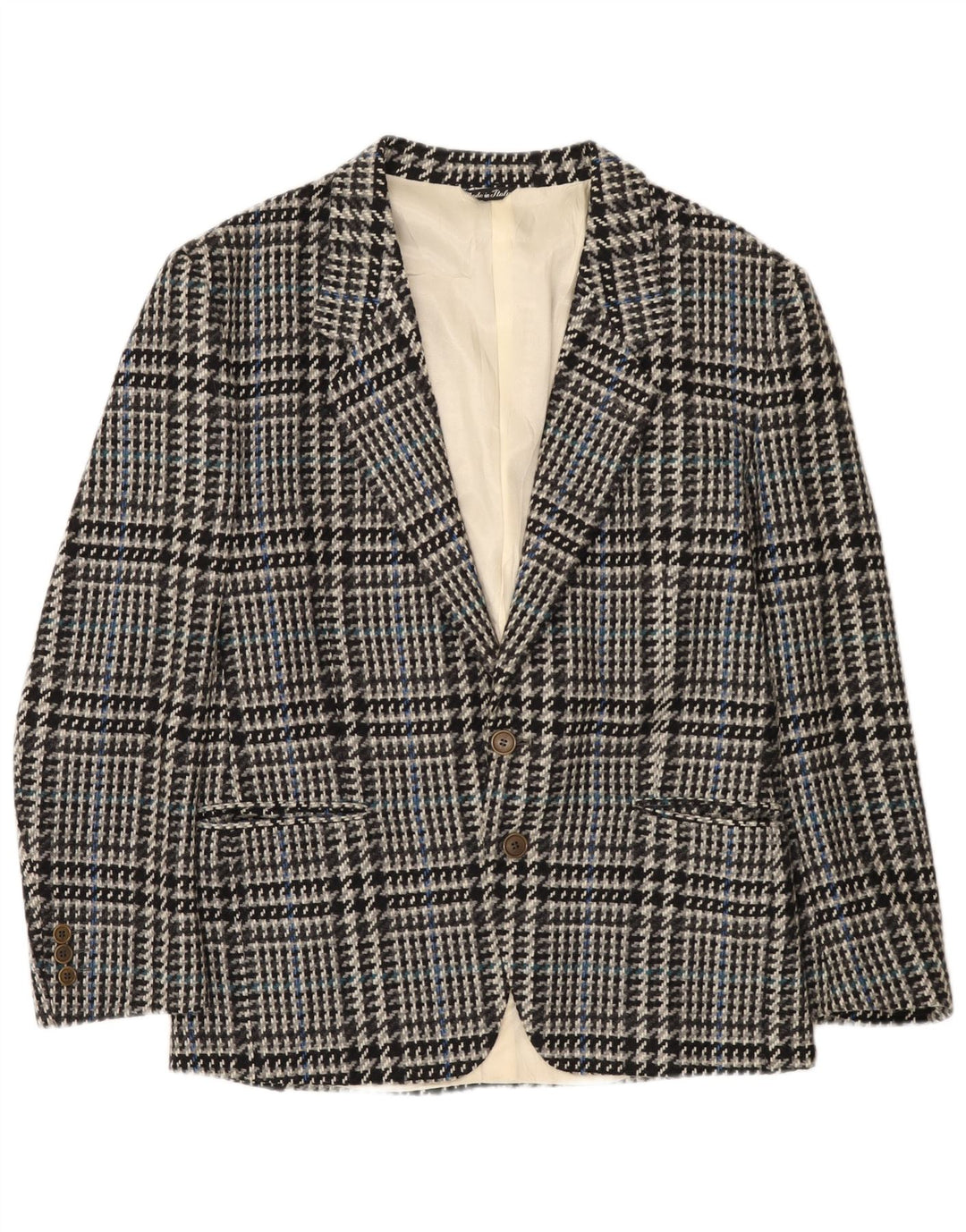 Tiglio Herre 2-knaps blazerjakke IT 50 Large Grå Houndstooth Virgin Wool