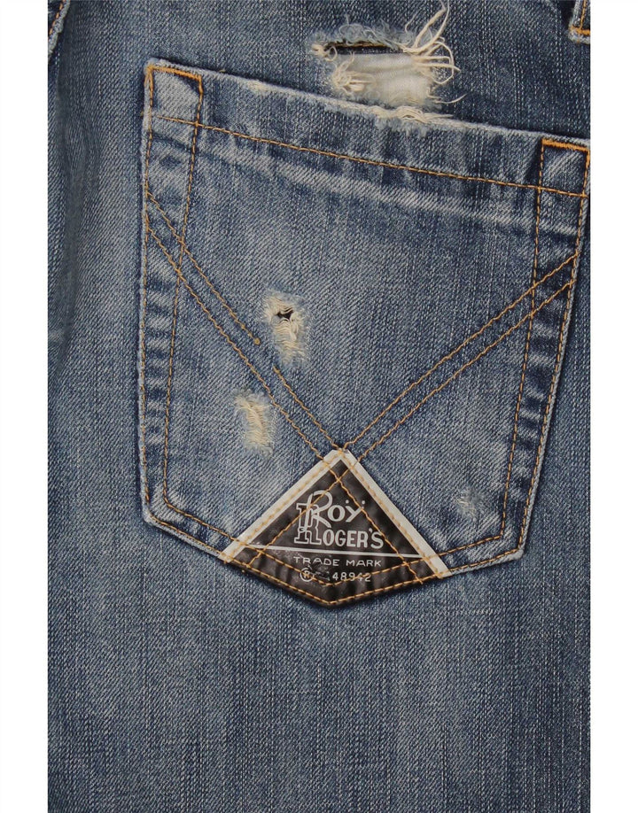 Roy Rogers Herre Distressed Denim Shorts Medium W32 Blå