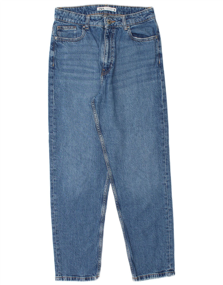 ZARA Højtaljede koniske jeans til kvinder EU 38 Small W28 L28 Blå