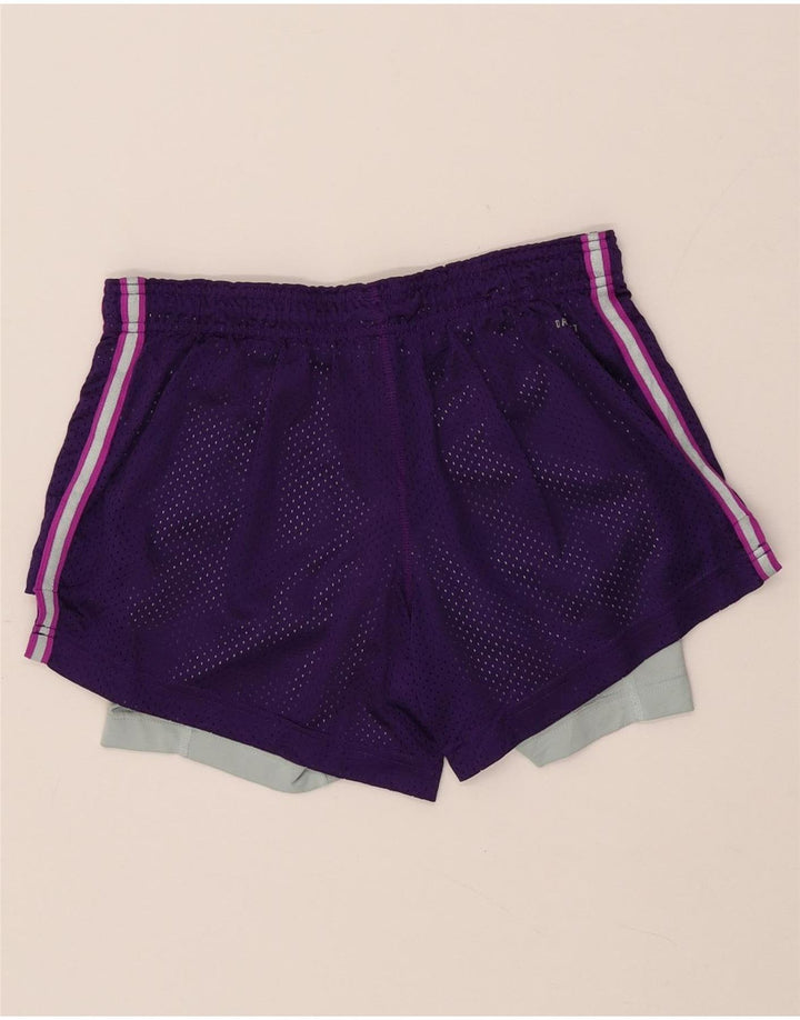 NIKE Dri Fit sportsshorts til kvinder UK 8 Small Purple Colourblock Polyester