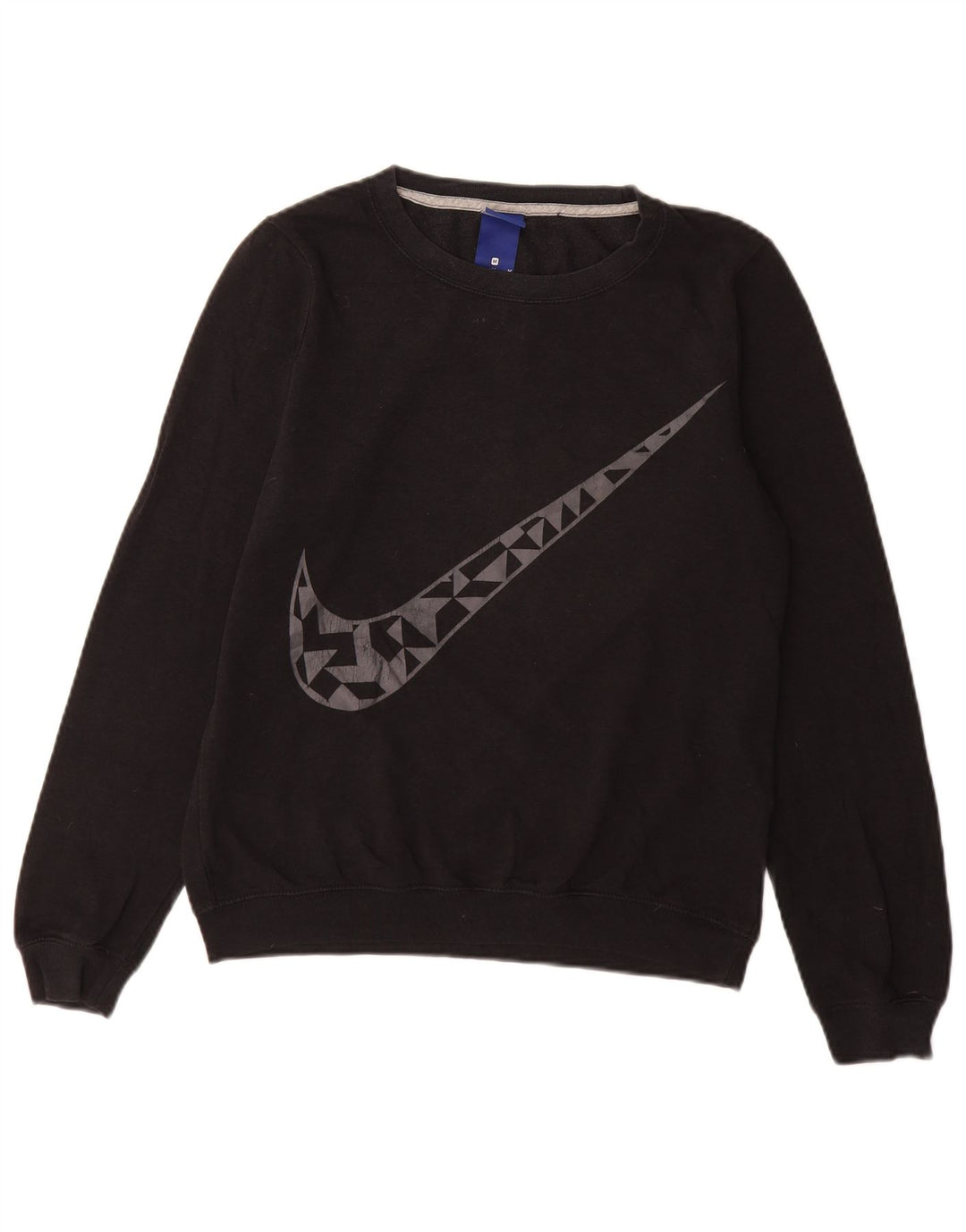 NIKE Graphic Sweatshirt Jumper UK 14 Medium Sort Bomuld
