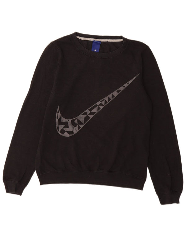NIKE Graphic Sweatshirt Jumper UK 14 Medium Sort Bomuld