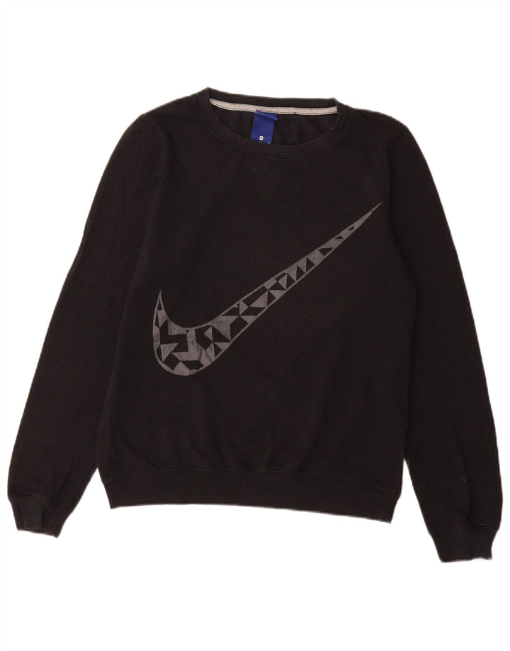 NIKE Graphic Sweatshirt Jumper UK 14 Medium Sort Bomuld
