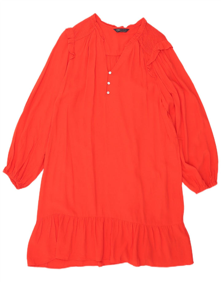Marks & Spencer Dame Langærmet Oversized Shift Dress UK 16 Large Red