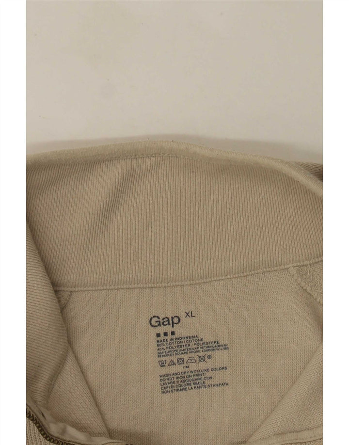 Gap Herre Zip Neck Top Langærmet XL Beige Bomuld