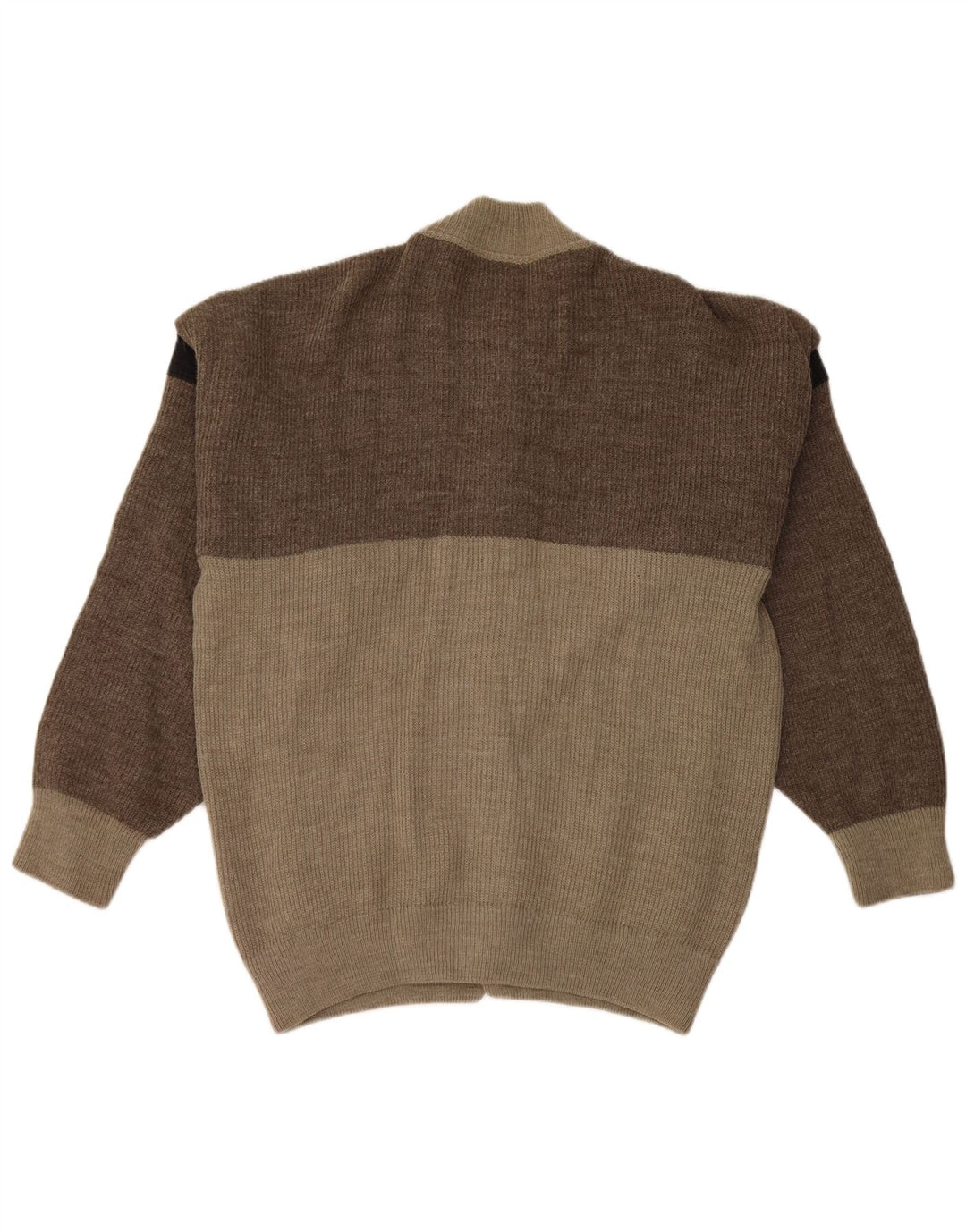 Vintage cardigan sweater til mænd, stor grå farveblok