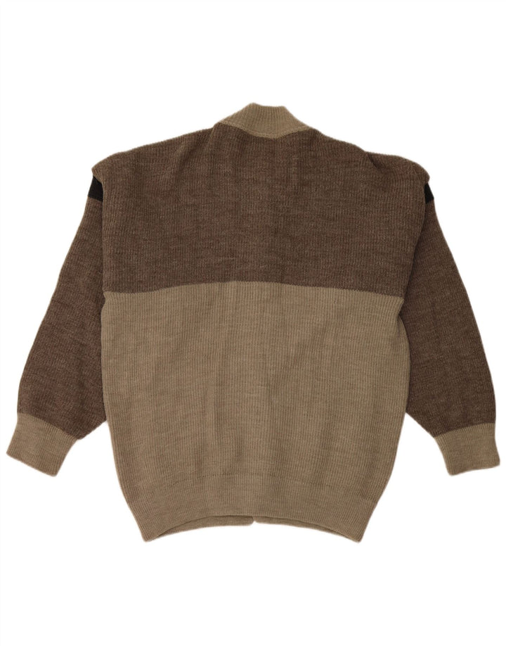 Vintage cardigan sweater til mænd, stor grå farveblok