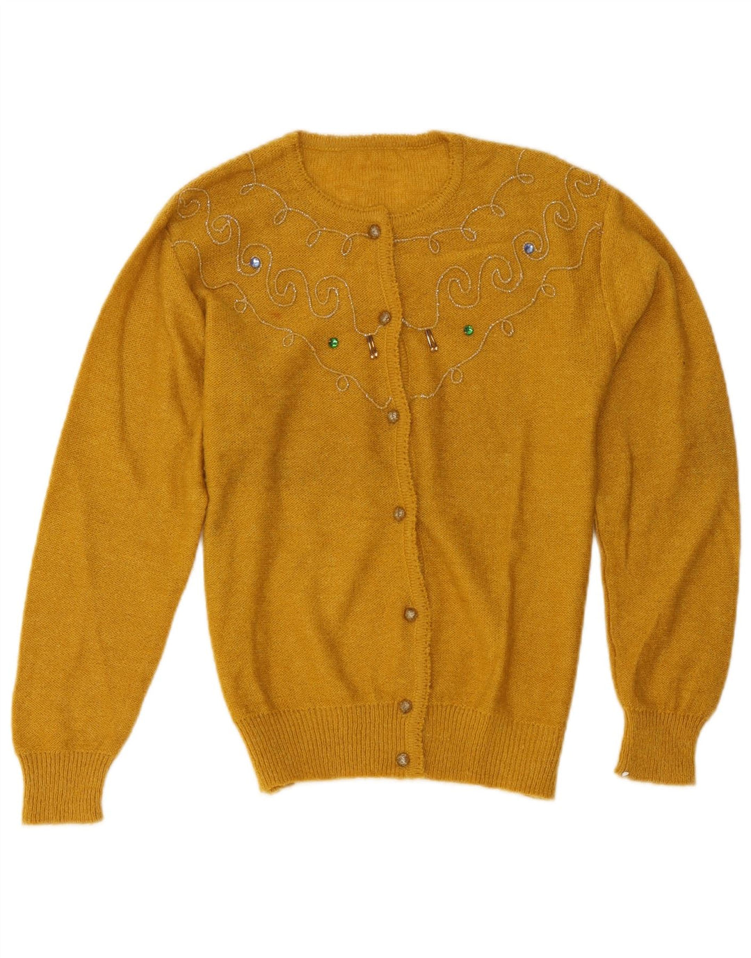 Vintage dame cardigan sweater UK 14 Medium Yellow