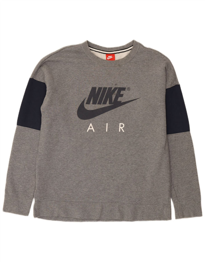 Nike grafisk sweatshirt til mænd, stor grå farveblok bomuld