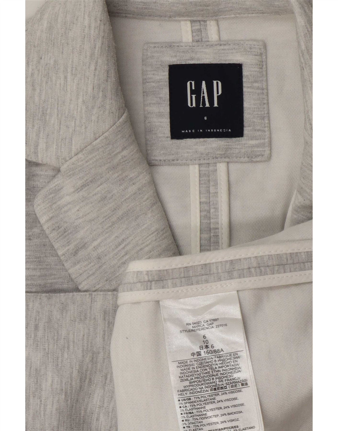 Gap Dame 1 Knap Blazer Jacket US 6 Medium Grey Polyester