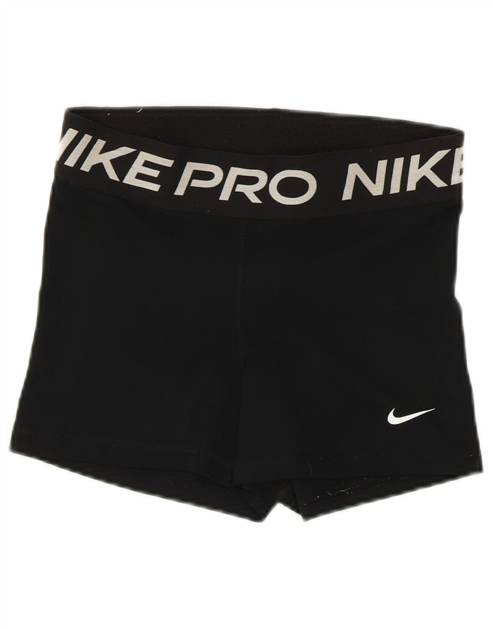 Nike Dame Dri Fit grafiske sportsshorts UK 10 Small Black Polyester