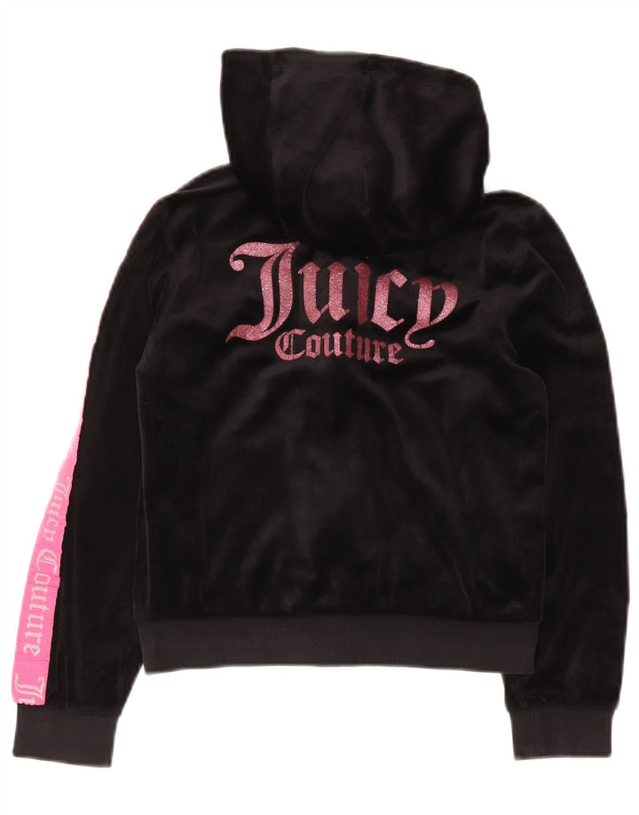 JUICY COUTURE Pige grafisk hættetrøje med lynlås 9-10 år Sort