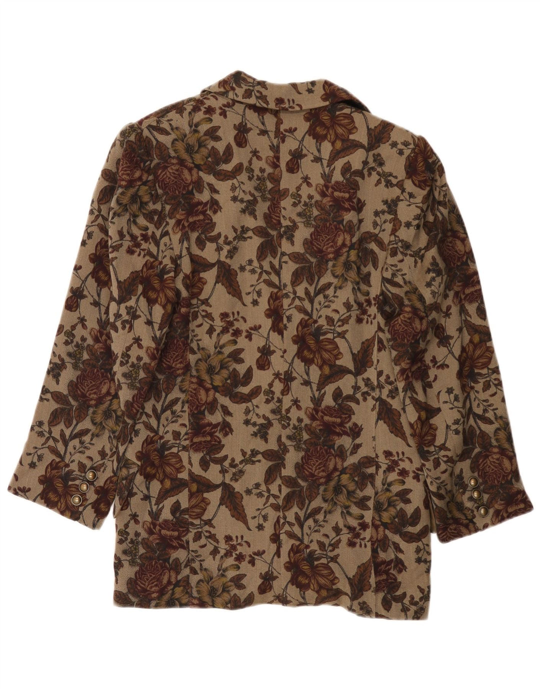 Vintage Dame 1 Knap Blazer Jacket UK 10 Small Brown Floral