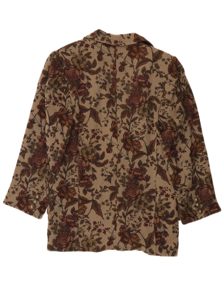 Vintage Dame 1 Knap Blazer Jacket UK 10 Small Brown Floral