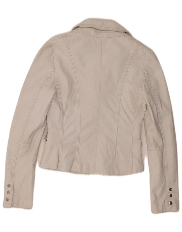 Vintage dame læder blazerjakke IT 44 Medium hvidt læder