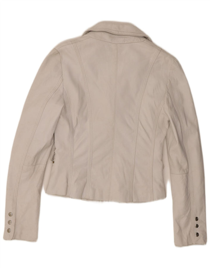 Vintage dame læder blazerjakke IT 44 Medium hvidt læder