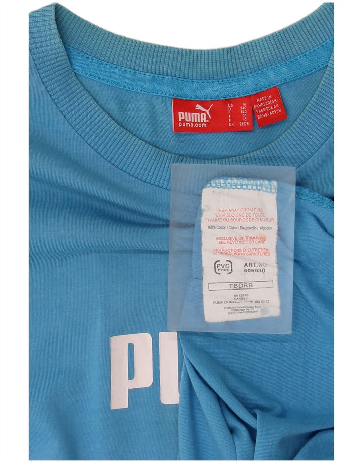 Puma Grafisk T-Shirt Top UK 12 Medium Blå Bomuld