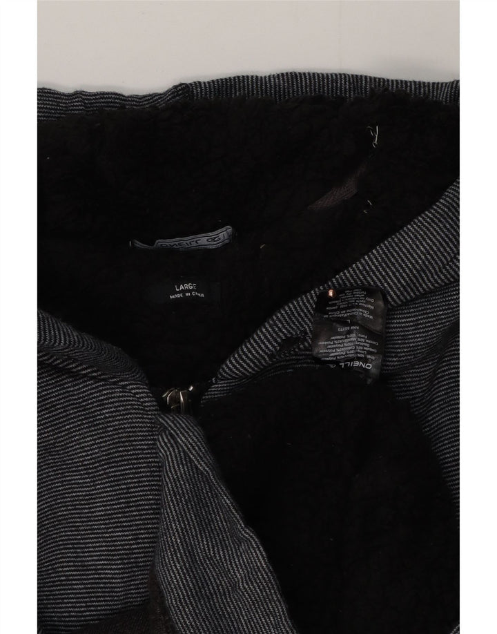 O'Neill Mens Zip Hoodie Sweater Large Black Striped Polyester