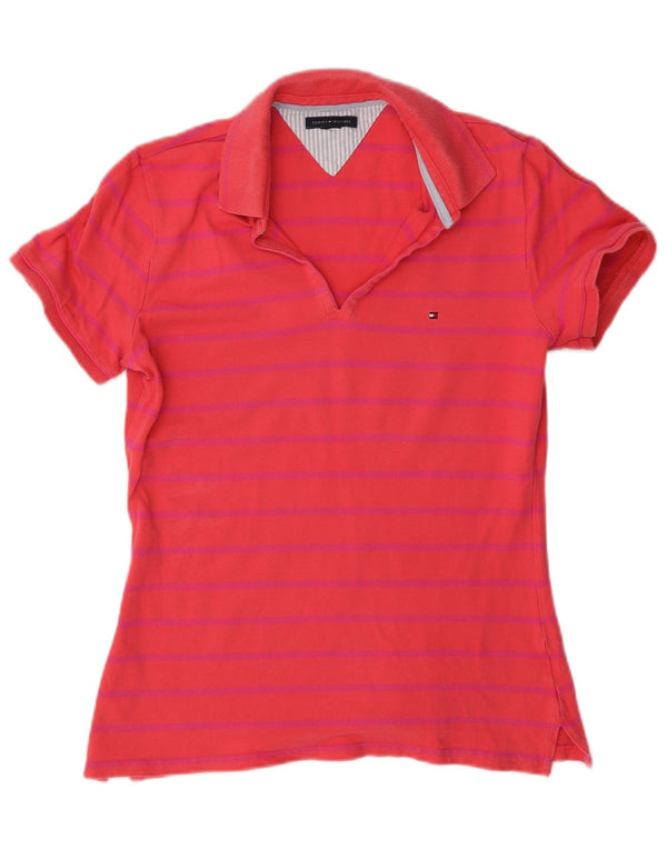 Tommy Hilfiger Dame Regular Fit Polo Shirt UK 14 Medium Rød Stribet