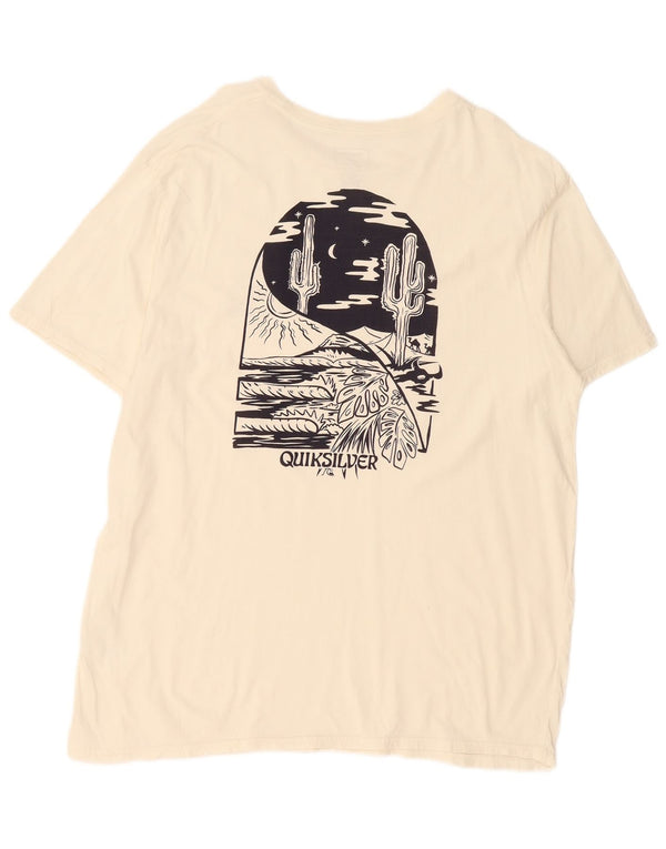 Quiksilver Herre Regular Fit Grafisk T-Shirt Top 2XL Off White Bomuld