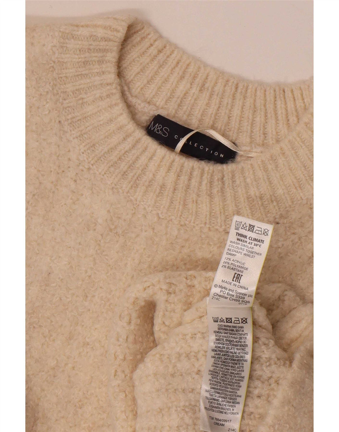 Marks & Spencer Dame sweater med rund hals DK 14 Medium Beige Akryl