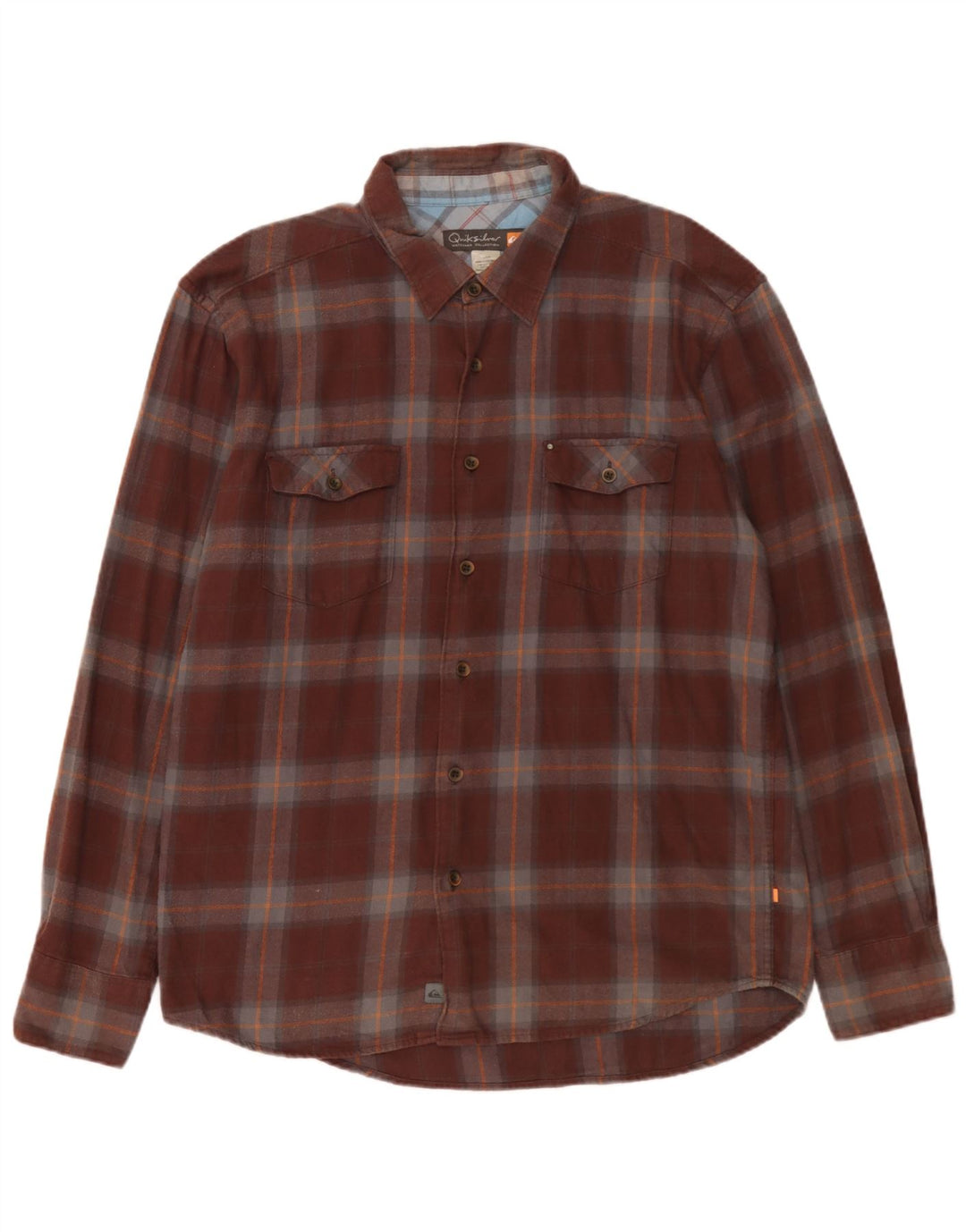 Quiksilver herre flannel skjorte stor brun ternet bomuld