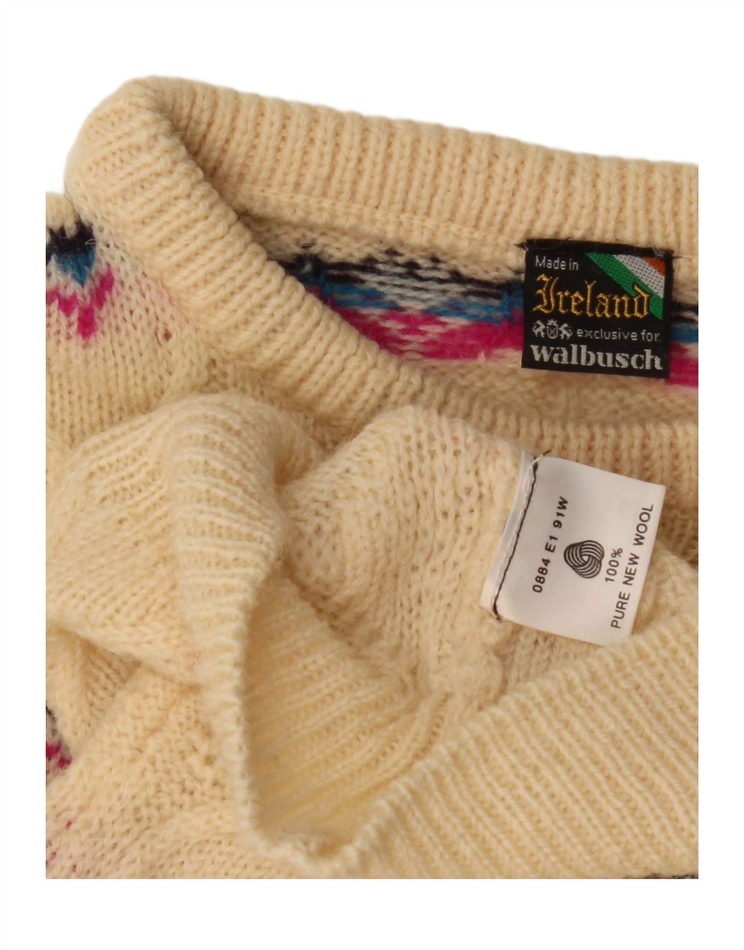 WALBUSCH Dame Turtle Neck Jumper Sweater UK 16 Large Beige Fair Isle