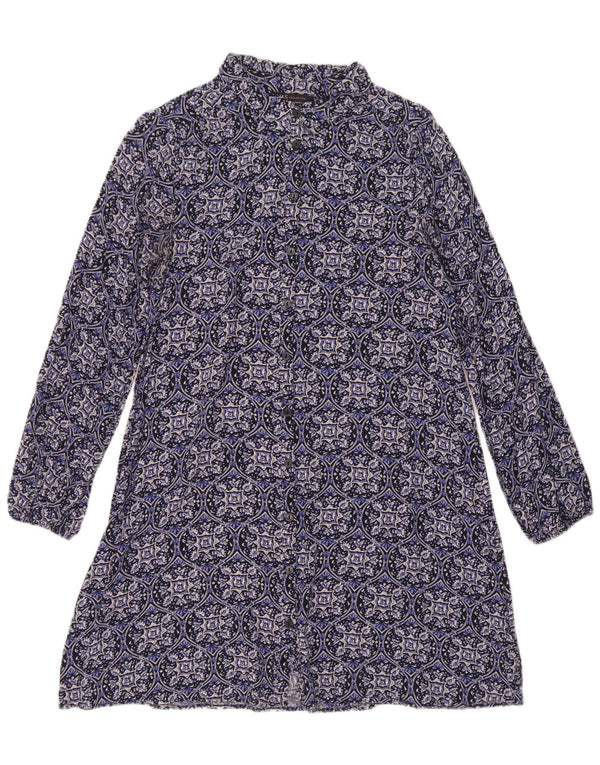 Marks & Spencer skjortekjole til kvinder UK 10 Small Blue Floral Viscose