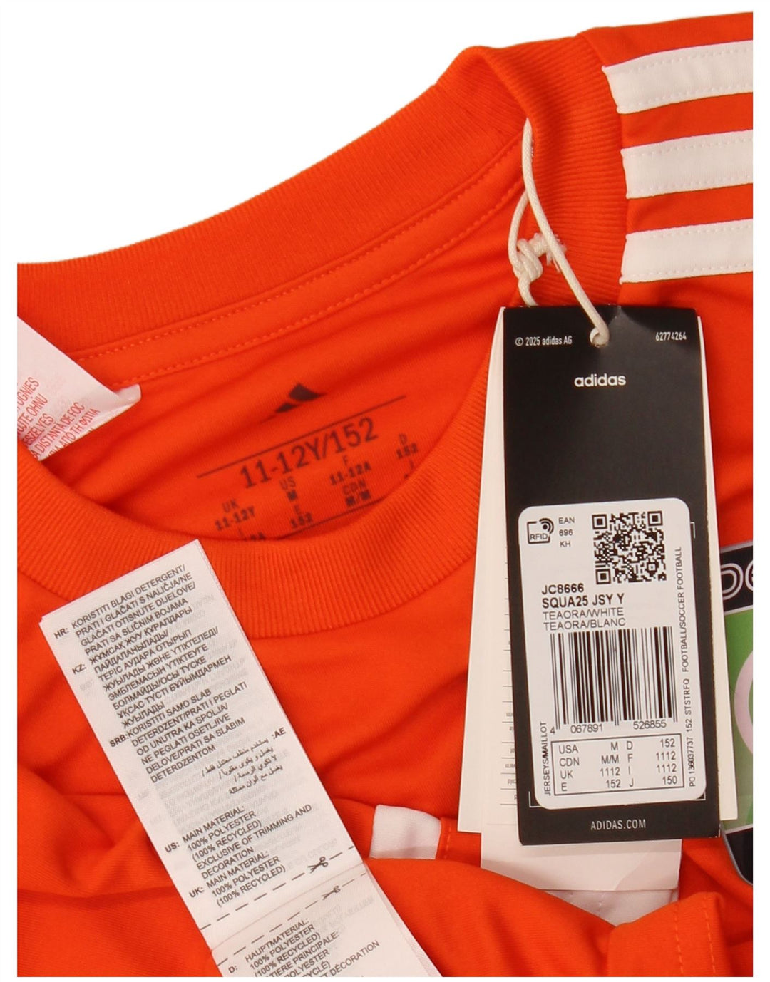 ADIDAS Boys Aeroready Grafisk T-Shirt Top 11-12 år Orange Colourblock